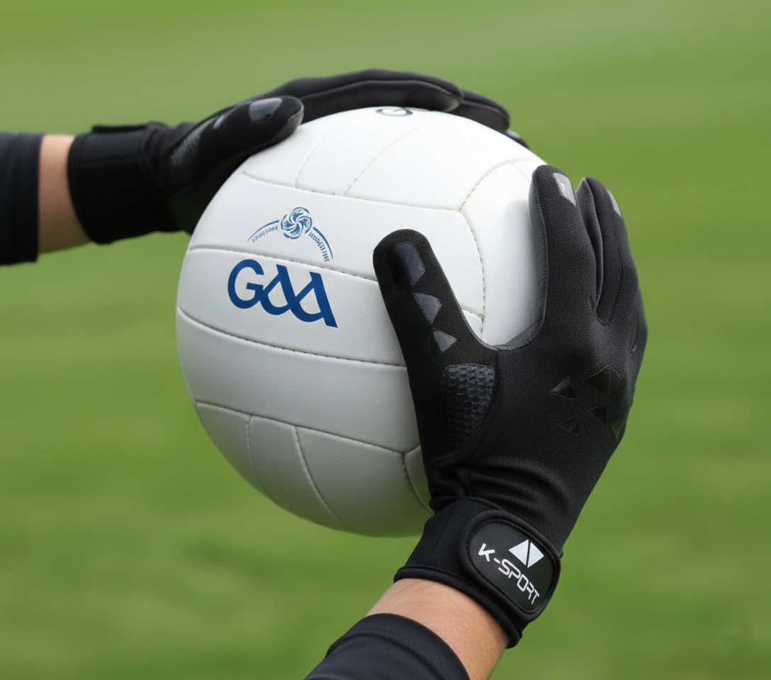 Black gaelic football gloves with all weather grip